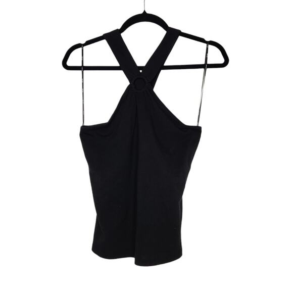 NWT y2k DKNY Tank Top Halter Cross Back Black Goth Emo Going Out Shirt - Picture 1 of 5